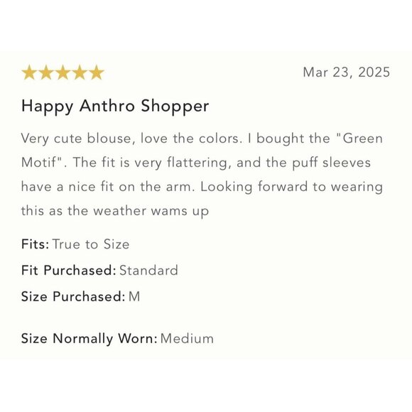 NWT Size L - Anthropologie 100% cotton Puff-Sleeve Floral Blouse (NWT US$ 108) - Picture 14 of 14